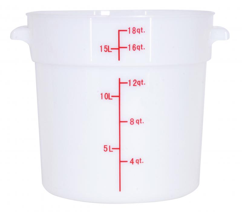 18 QT Polypropylene White Round Food Storage Container